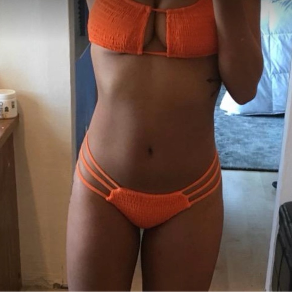 Brazilian Orange Cheeky String 2 Pc Bikini Bathing Swimsuit Swimwear Sexy XL - Picture 7 of 8